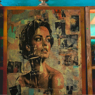 Mixed Media Woman Decoupage Tissue Paper