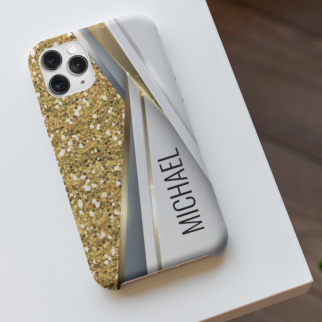 Mixed Metal 3-D Glitter Gold Monogram   Case-Mate  iPhone Case (Creator Uploaded)