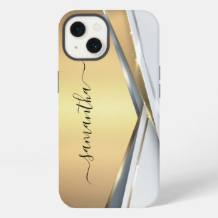 Mixed Metal 3-D Gold Monogram iPhone 13 Case