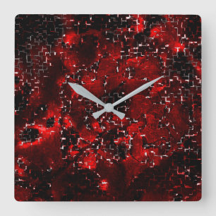 Mixed of showy and rustic red petals under mosaic square wall clock