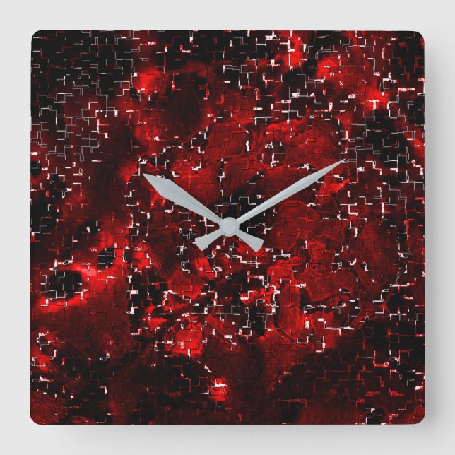 Mixed of showy and rustic red petals under mosaic  square wall clock (Front)