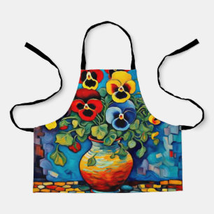 Mixed Pansies in vase Apron