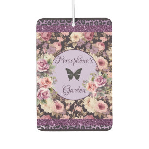 Mixed pattern pink and purple floral car air freshener