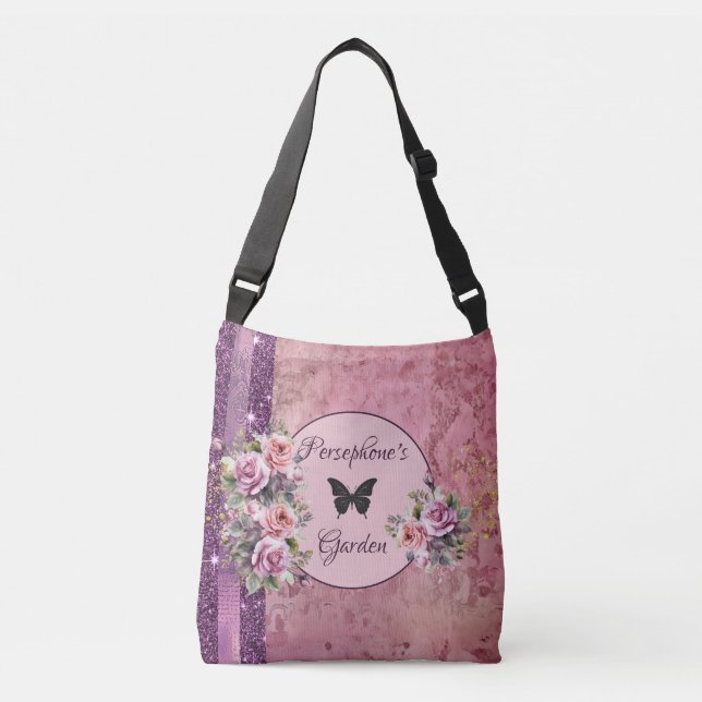 Mixed pattern pink floral  crossbody bag (Front)