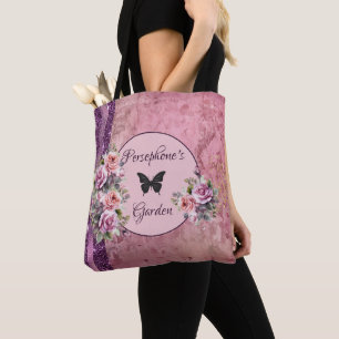 Mixed pattern pink floral  tote bag