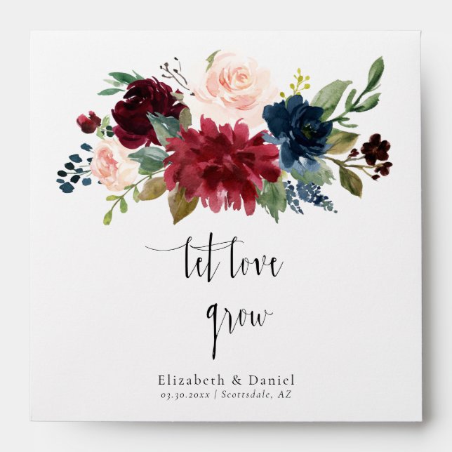 Mixed Peony Floral Boho Wedding Favour Seed Packet Envelope (Front)