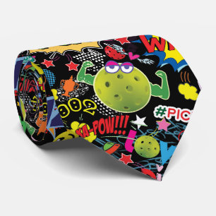 😍mixed pickleball black neck tie