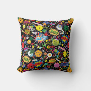 😍 mixed pickleball black Throw Pillow
