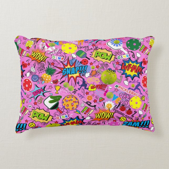 😍 mixed pickleball pink decorative cushion (Front)