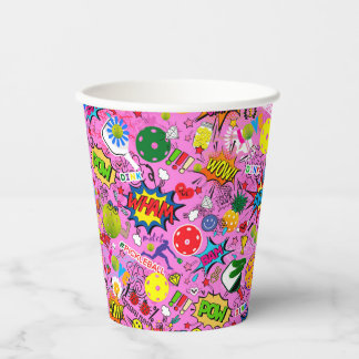 😍 mixed pickleball pink paper cups
