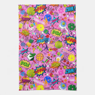 😍 mixed pickleball pink tea towel