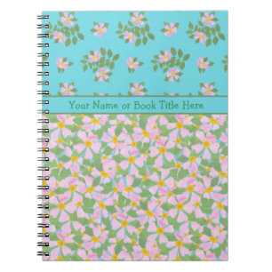 Mixed Pink Dog Rose Floral Spiral Notebook