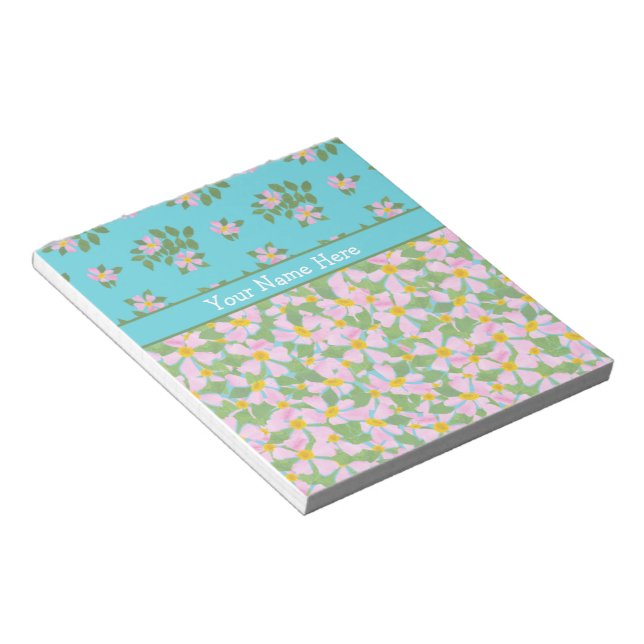 Mixed Pink Dog Rose Florals: Notepad or Jotter (Angled)