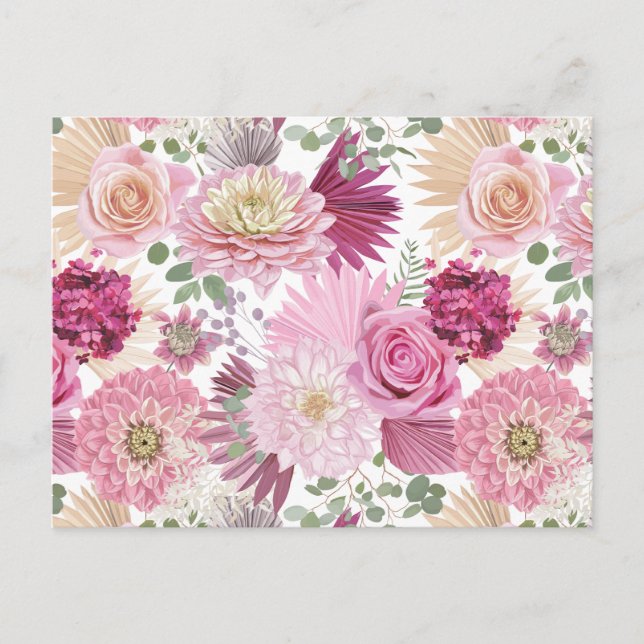 Mixed Pink Garden Flowers   Postcard (Front)