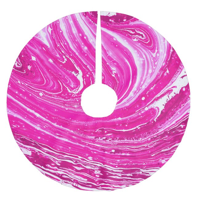 Mixed Pink Paint Background. Brushed Polyester Tree Skirt (Front)