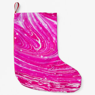 Mixed pink paint background small christmas stocking