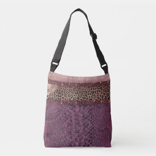 Mixed pink plum snakeskin pattern crossbody bag