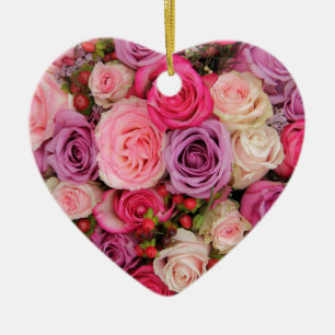 Mixed pink roses by Therosegarden Ceramic Ornament