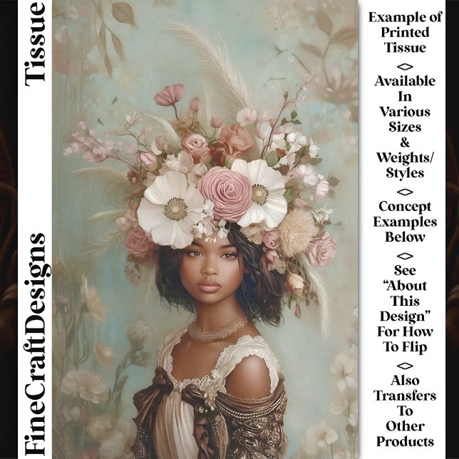 Mixed Race Woman, Floral Headdress CP1 Decoupage Tissue Paper (Creator Uploaded)