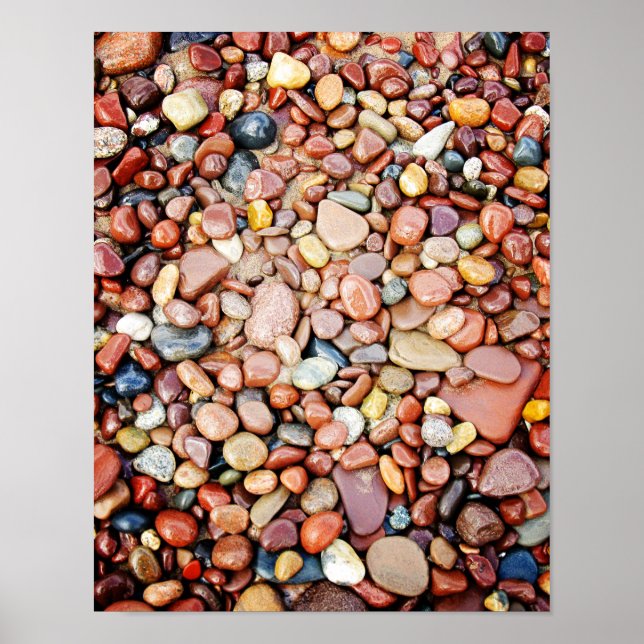 Mixed Rocks Red Stone Lakeshore Poster Print (Front)
