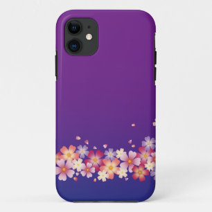 Mixed Sakura Blossoms Kimono Style Blue & Purple iPhone 11 Case
