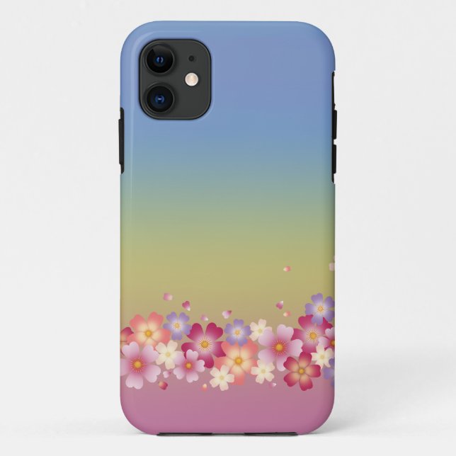 Mixed Sakura Blossoms Kimono Style Rainbow Case-Mate iPhone Case (Back)