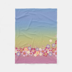 Mixed Sakura Blossoms Kimono Style Rainbow Fleece Blanket