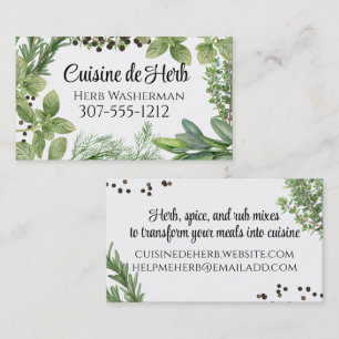 Mixed savory herbs chef catering cooking business card