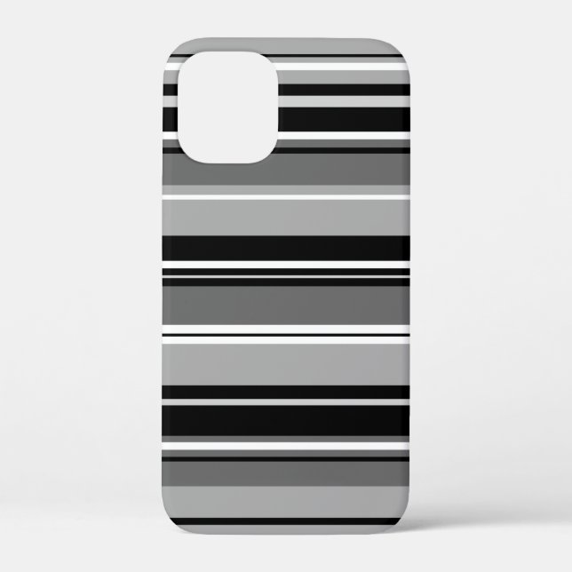 Mixed Striped Pattern Black White Greys Case-Mate iPhone Case (Back)