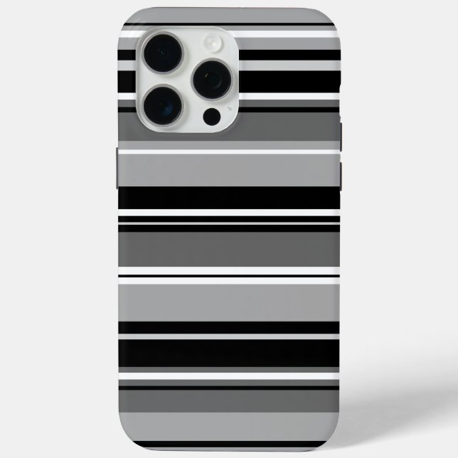 Mixed Striped Pattern Black White Greys Case-Mate iPhone Case (Back)