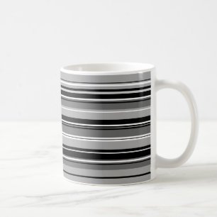 Mixed Striped Pattern Black White Greys Coffee Mug