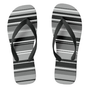 Mixed Striped Pattern Black White Greys Thongs