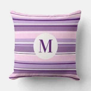 Mixed Striped Pattern Pinks Purples White(Initial) Cushion
