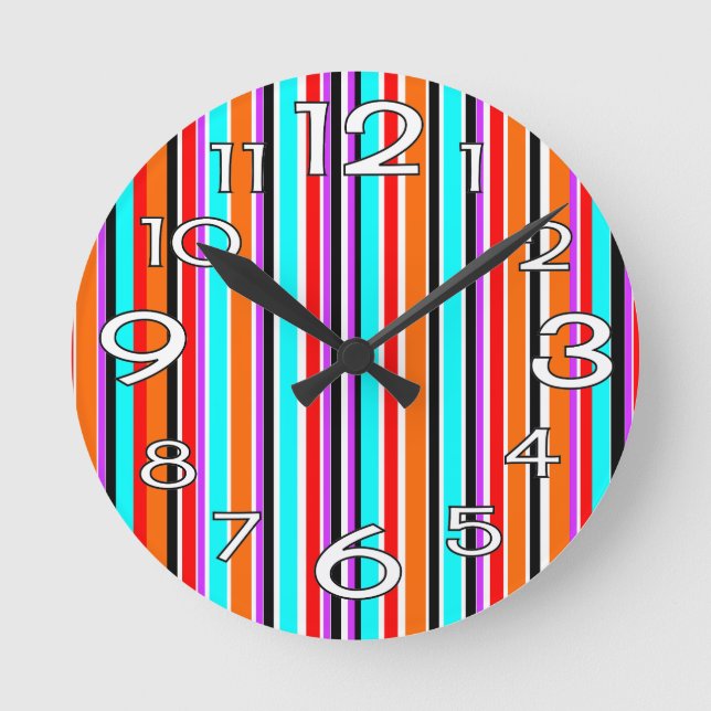 Mixed Stripes Round Clock (Front)