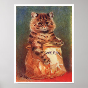 Mixed Sweets Cat by Louis Wain Poster