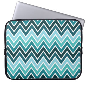 Mixed Teal Chevron Stripe 15" Laptop Sleeve