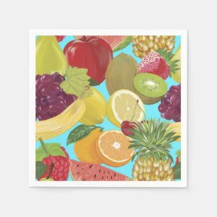 Mixed Tropical Fruit Illustration Pattern Napkin