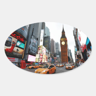 Mixed Up World! - New York City & London Oval Sticker