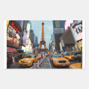 Mixed up World - New York City & Paris Rectangular Sticker