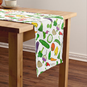 Mixed Vegetables Pattern Illustrations Short Table Runner