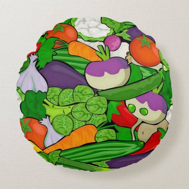 Mixed vegetables round cushion (Front)