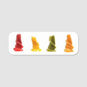 Mixed weird shaped pasta name tag
