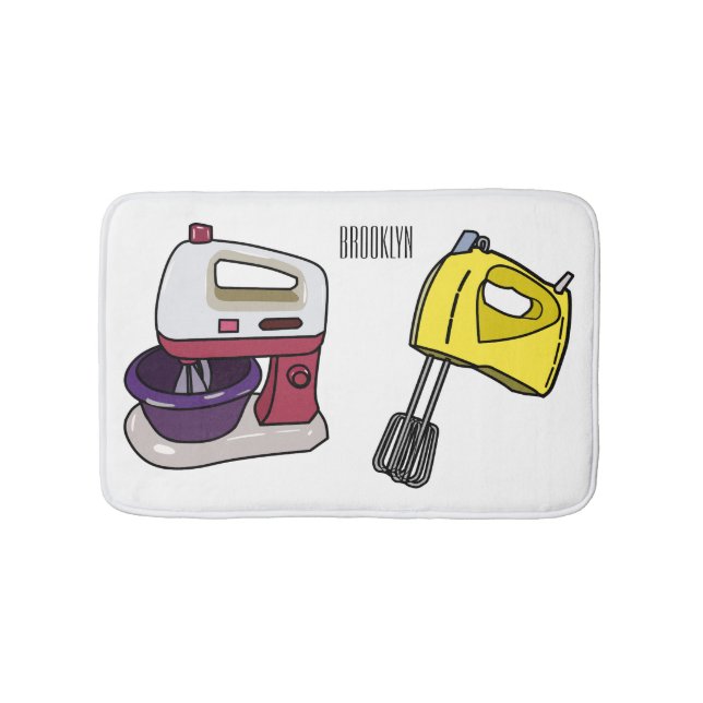 Mixer cartoon illustration  bath mat (Front)