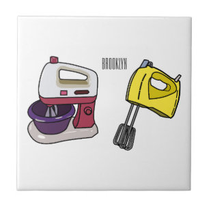Mixer cartoon illustration ceramic tile