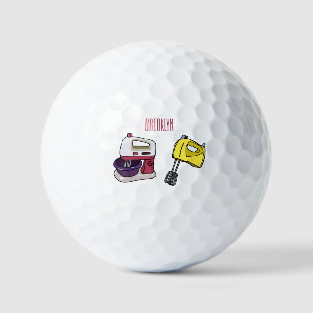 Mixer cartoon illustration  golf balls (Front)