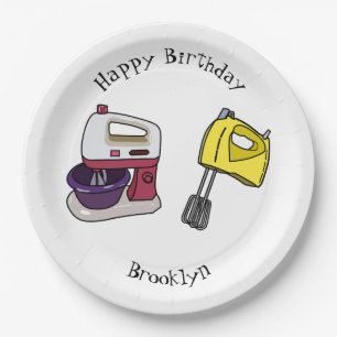 Mixer cartoon illustration paper plate