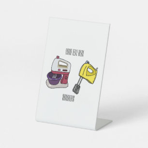 Mixer cartoon illustration pedestal sign