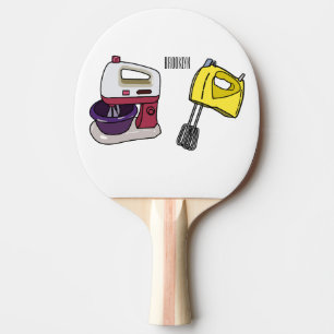 Mixer cartoon illustration ping pong paddle