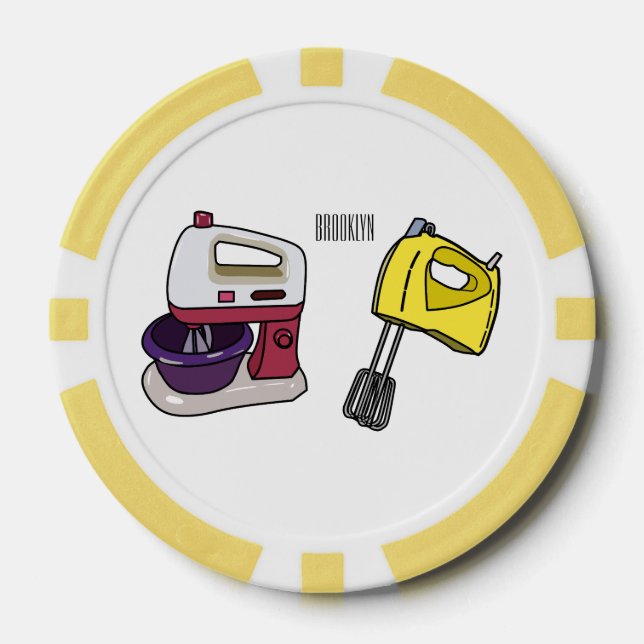 Mixer cartoon illustration  poker chips (Front)