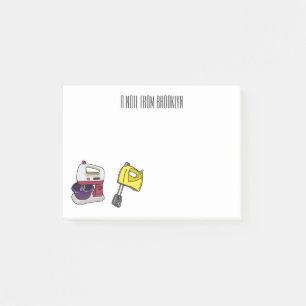 Mixer cartoon illustration post-it notes